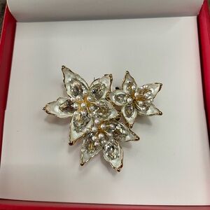 Charter Club Floral Broach With Crystals & Tiny Pearls In Box... NWOT